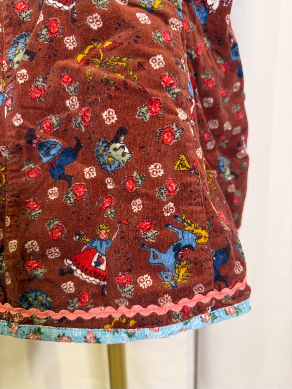 Oilily Vintage Girls 3-4 Little Red Riding Hood Rust Corduroy Sleeveless Dress - Picture 4 of 7